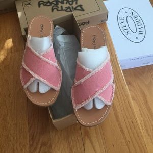 Dirty laundry pink denim sandals